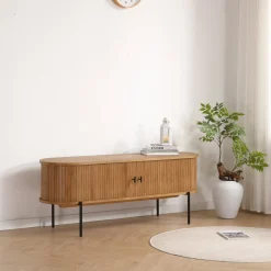 Florence jalousi tv-bord med lameller i eg 138x40x55 cm