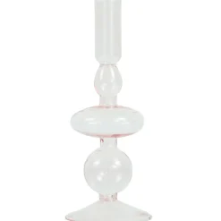 Gracie glas lysestage lyserød 18 cm