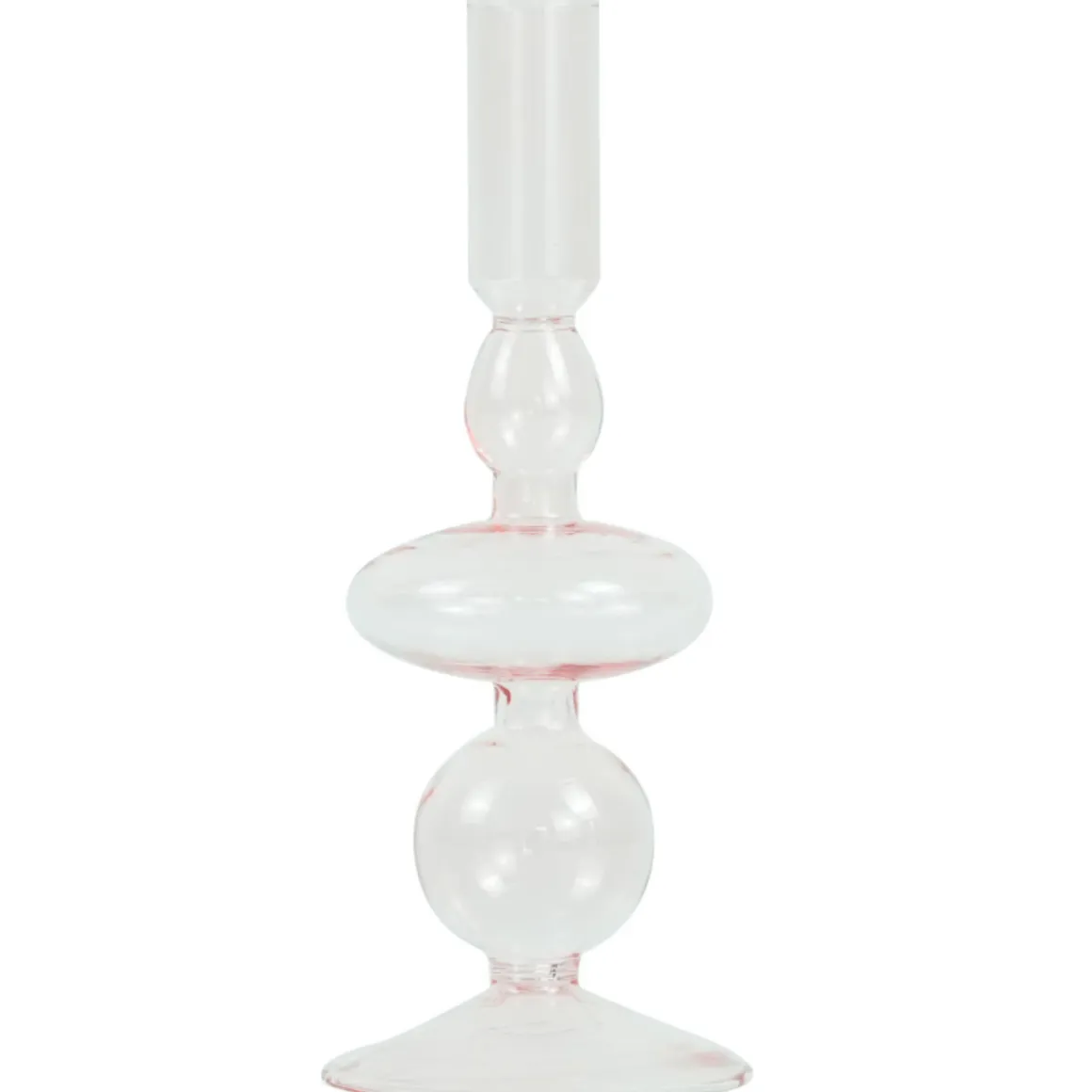 Gracie glas lysestage lyserød 18 cm
