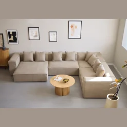 Hailey - U-sofa modulsofa i sand med 4 moduler - Venstrevendt chaiselong L: 368 X D: 247 X H: 65 cm