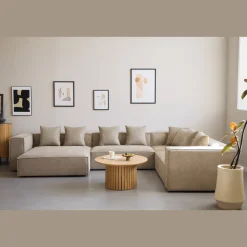 Hailey - U-sofa modulsofa i sand med 4 moduler - Venstrevendt chaiselong L: 368 X D: 247 X H: 65 cm