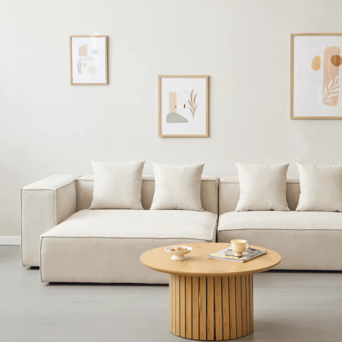 Hailey - Venstrevendt chaiselong modulsofa i beige med 2 moduler L: 294 X D: 148 X H: 65 cm