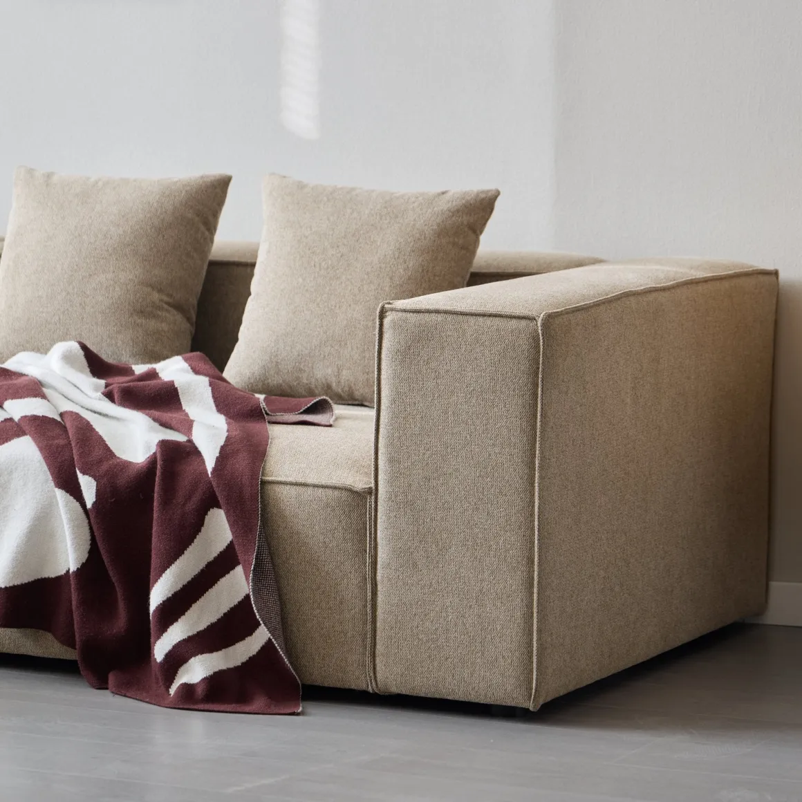 Hailey - Venstrevendt chaiselong modulsofa i sand med 3 moduler L: 415 X D: 148 X H: 65 cm