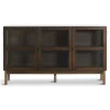 Havana egetræ glas skænk/vitrineskab i røget eg med 3 låger - 80x40x140 cm