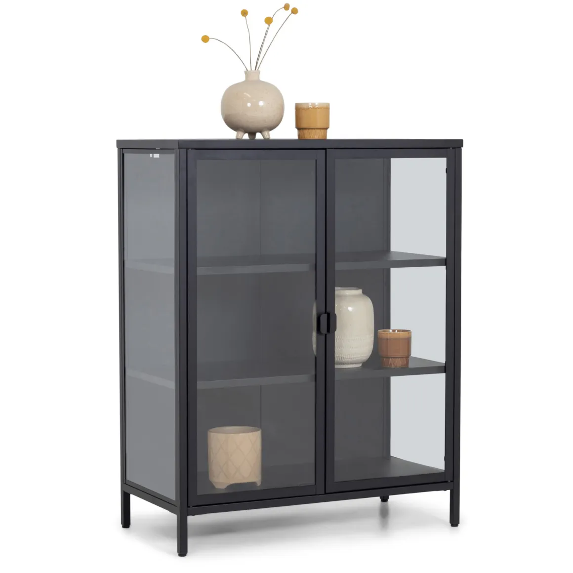 Herman glas skænk/vitrineskab - Sort metal 80x40x105 cm