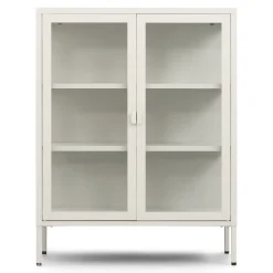 Herman glas skænk/vitrineskab - Beige metal 80x40x105 cm