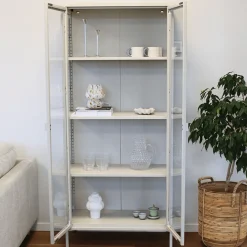 Herman glas skænk/vitrineskab - Beige metal 80x40x105 cm