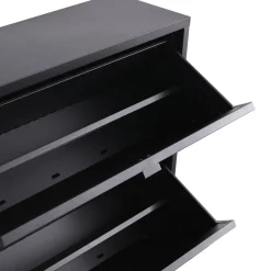 Herman Skoskab - Sort metal med 3 rum - 80x26x125 cm