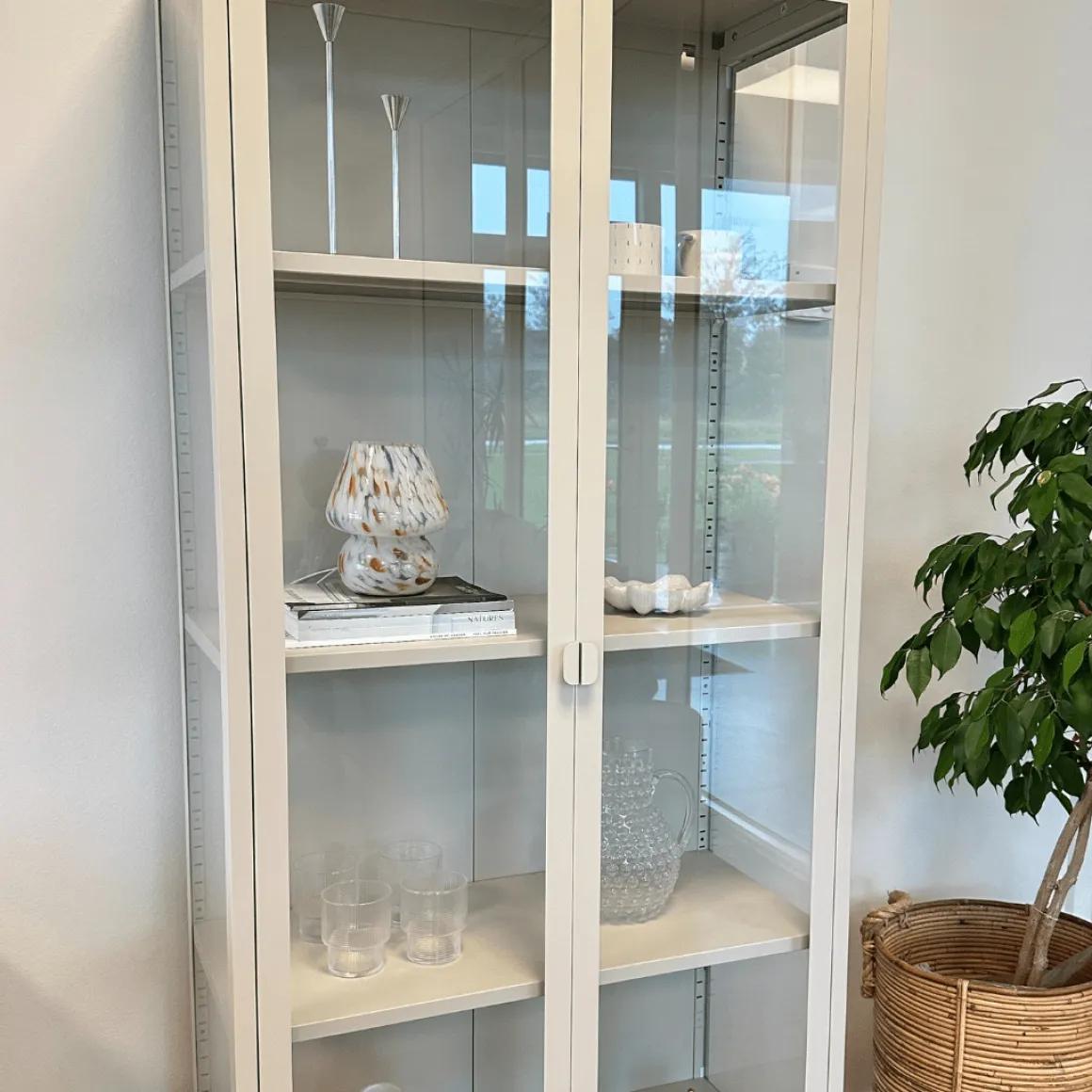 Herman Vitrineskab - Beige metal/glas - 110x40x140 cm