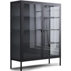 Herman Vitrineskab - Sort metal/glas - 110x40x140 cm