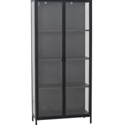 Herman Vitrineskab - Sort metal/glas - 80x40x180 cm