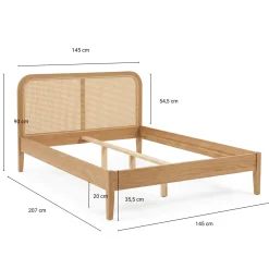 Jamie sengeramme i røget eg med sengegavl i rattan flet 140x200 cm