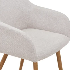 Jenna spisebordstol - beige tekstil med egelook