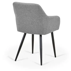 Jenna spisebordstol - grå tekstil med sorte ben