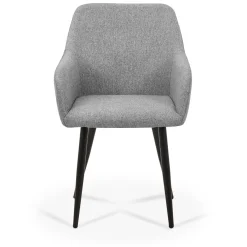 Jenna spisebordstol - grå tekstil med sorte ben