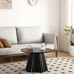 Lewis lamel sofabord sort Ø70 cm