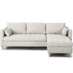Lulu - Højrevendt og venstrevendt vendbar chaiselong sofa lys beige - L: 215 x D: 82 x H: 78 cm