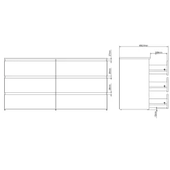 Maise kommode H:70 x B:138 x B:41 cm med 6 skuffer i hvid