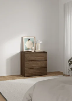 Maise kommode H:70 x B:70 x D:41 cm med 3 skuffer i røget egelook