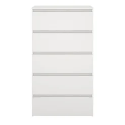 Maise kommode H:114 x B:65 x D:41 cm med 5 skuffer i hvid