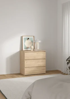 Maise kommode H:70 x B:70 x D:41 cm med 3 skuffer i egelook