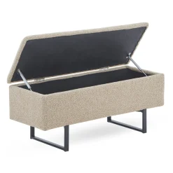 Malika bænk med opbevaring i beige boucle 95x35x40 cm