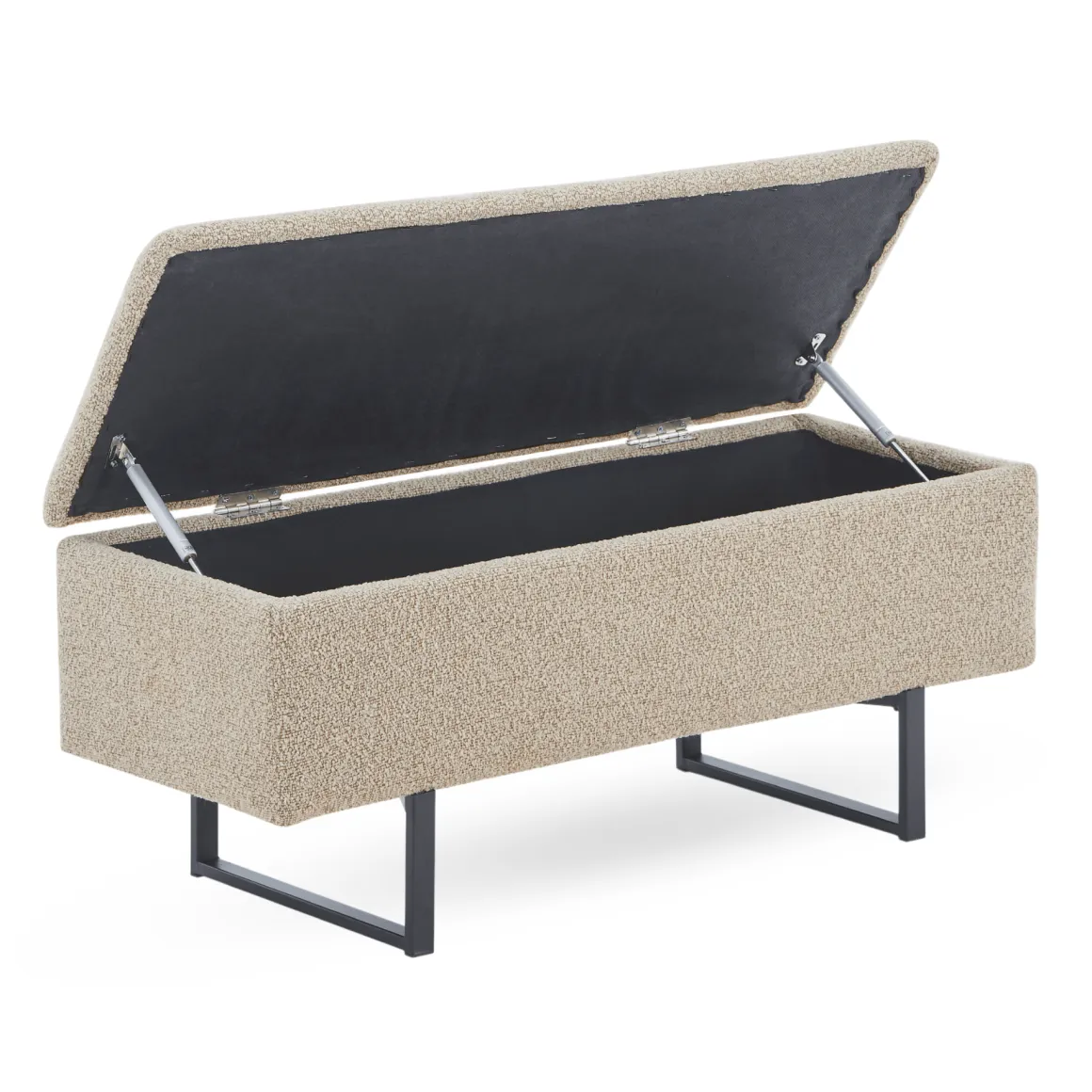 Malika bænk med opbevaring i beige boucle 95x35x40 cm