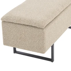 Malika bænk med opbevaring i beige boucle 95x35x40 cm
