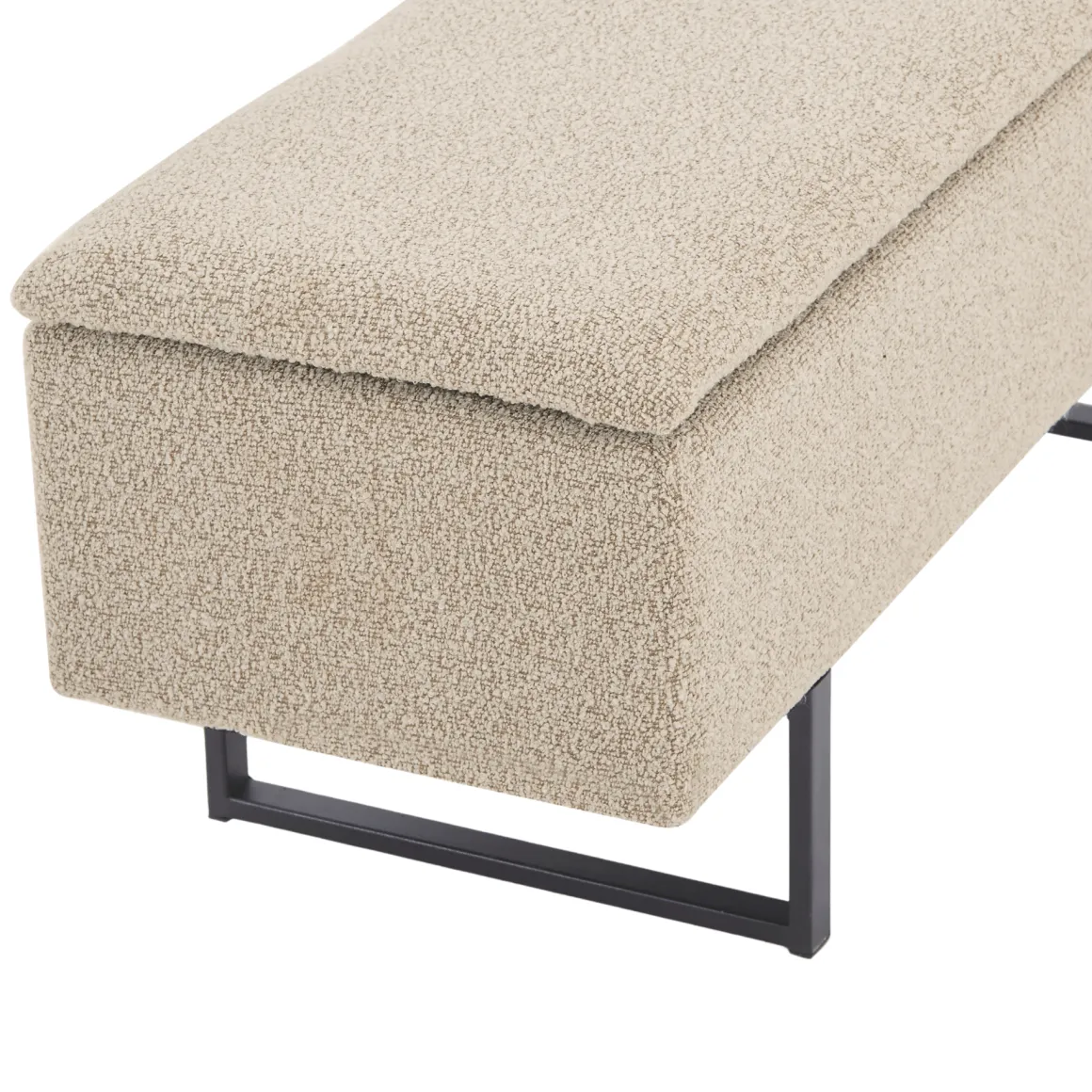 Malika bænk med opbevaring i beige boucle 95x35x40 cm