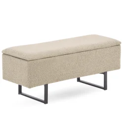 Malika bænk med opbevaring i beige boucle 95x35x40 cm