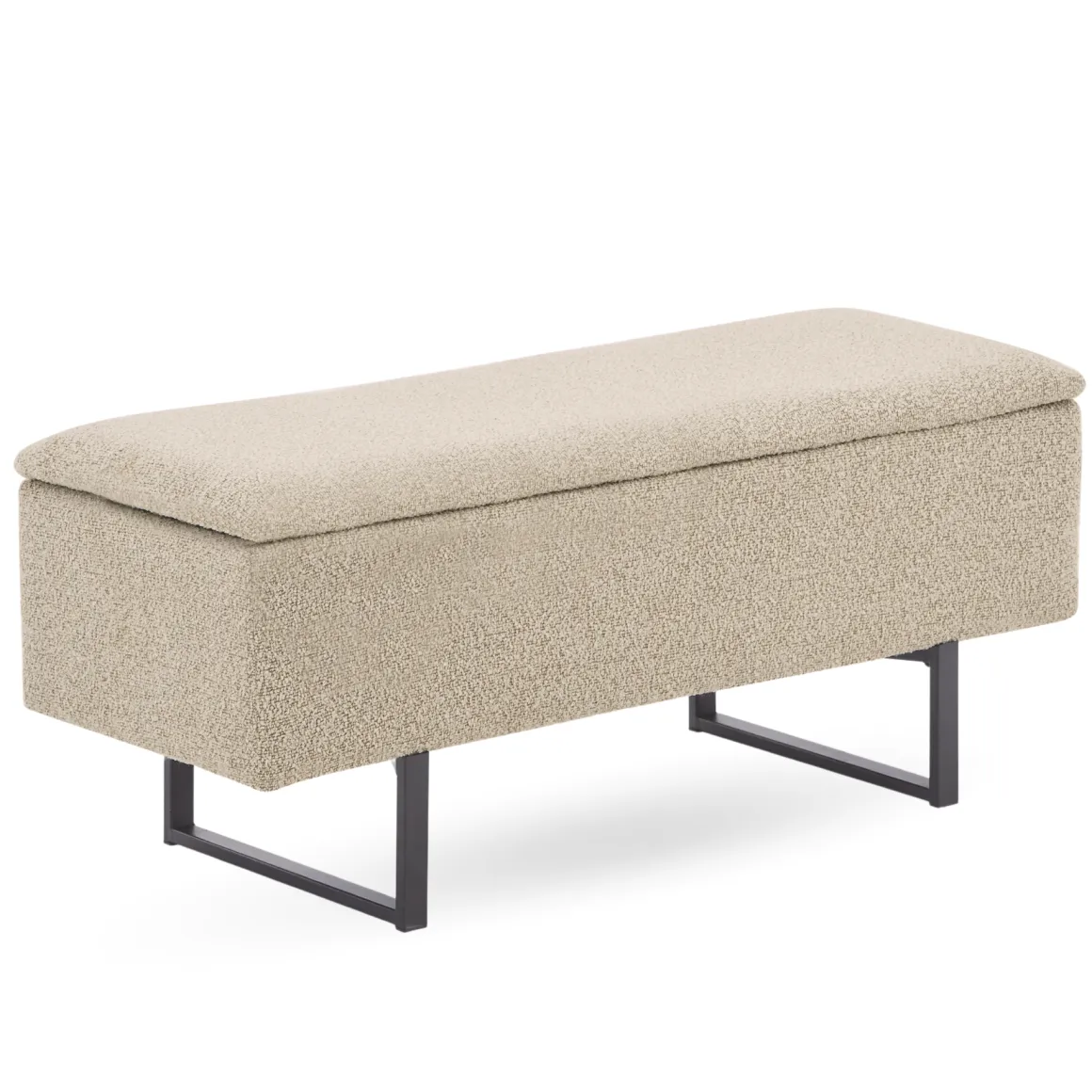 Malika bænk med opbevaring i beige boucle 95x35x40 cm