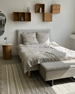 Malika bænk med opbevaring i beige boucle 95x35x40 cm