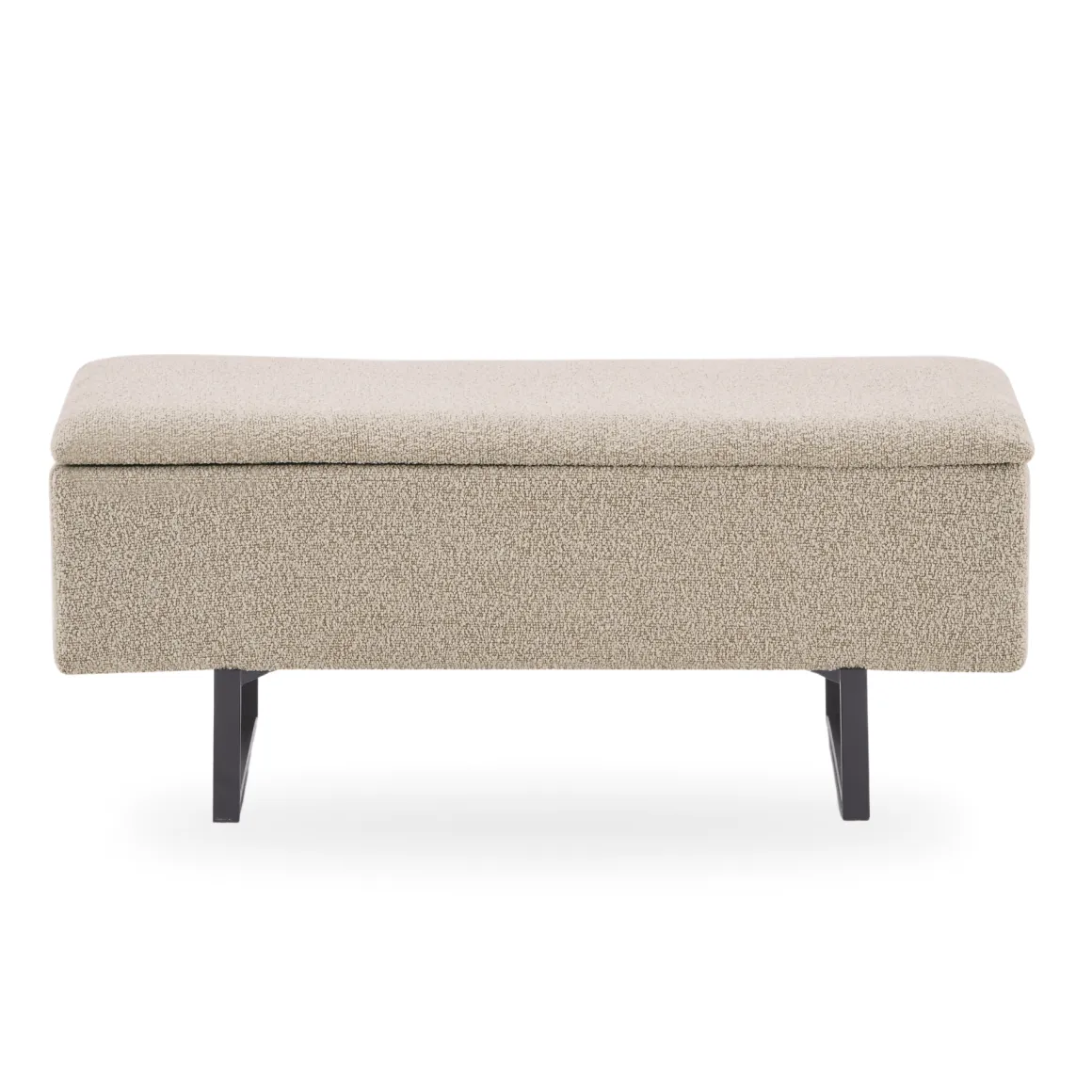 Malika bænk med opbevaring i beige boucle 95x35x40 cm