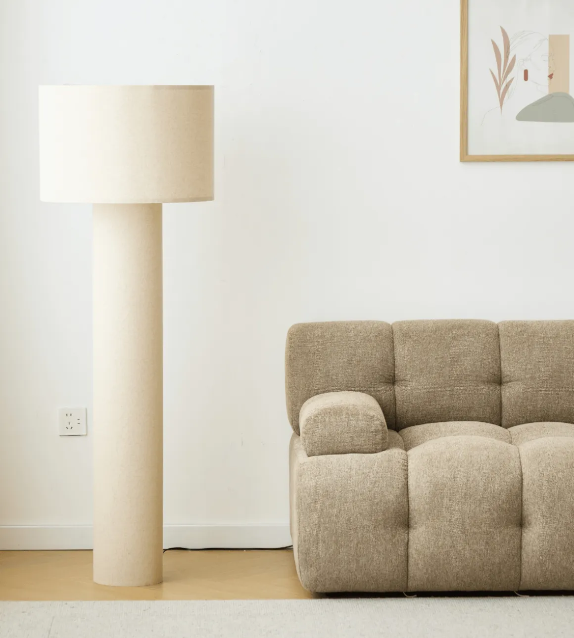 Mariah gulvlampe med lampeskærm i linned 145 x 50 cm