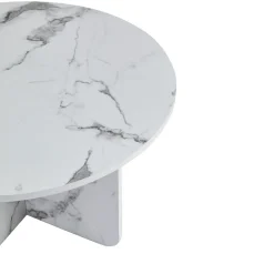 Mercy sofabord hvid marmor look Ø80 cm