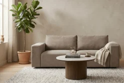 Noelle sovesofa i sand tekstil