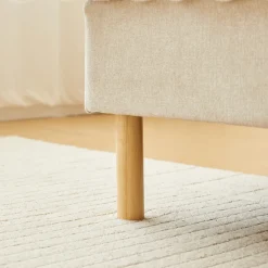 Premium boxmadras seng i beige med 90x200 cm med 7 cm topmadras i memoryskum ekskl. ben
