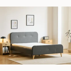 Premium Christian seng i grå 90x200 cm inkl. sengelameller og madrasser
