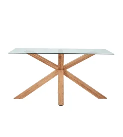 Sidney - Glas spisebord med ben i massiv egetræ 150x90 cm
