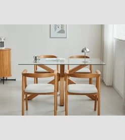 Sidney - Glas spisebord med ben i massiv egetræ 150x90 cm