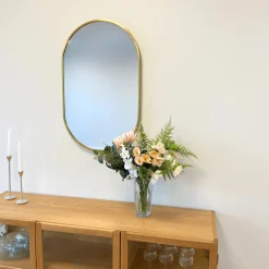 Sofie Ovalt Spejl Med Messing/Guld Ramme 50 x 80 cm
