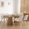Spisebordssæt - Lewis lamel spisebord Ø120 cm med udtræk i egefiner + 6 x Jenna spisebordsstole i beige
