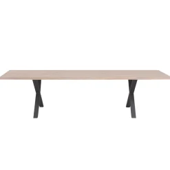 Susan plankebord - 300x95 cm - i hvidolieret eg med krydsben - (Forberedt til tillægsplader)