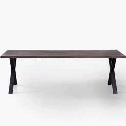 Susan plankebord - 240x95 cm - i smoked eg med krydsben - (Forberedt til tillægsplader)