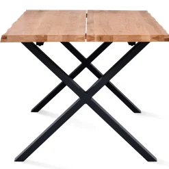 Susan plankebord - 200x95 cm - naturligt olieret eg med krydsben (Forberedt til tillægsplader)