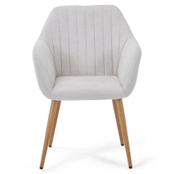 Vanessa spisebordsstol med armlæn - beige tekstil og egelook